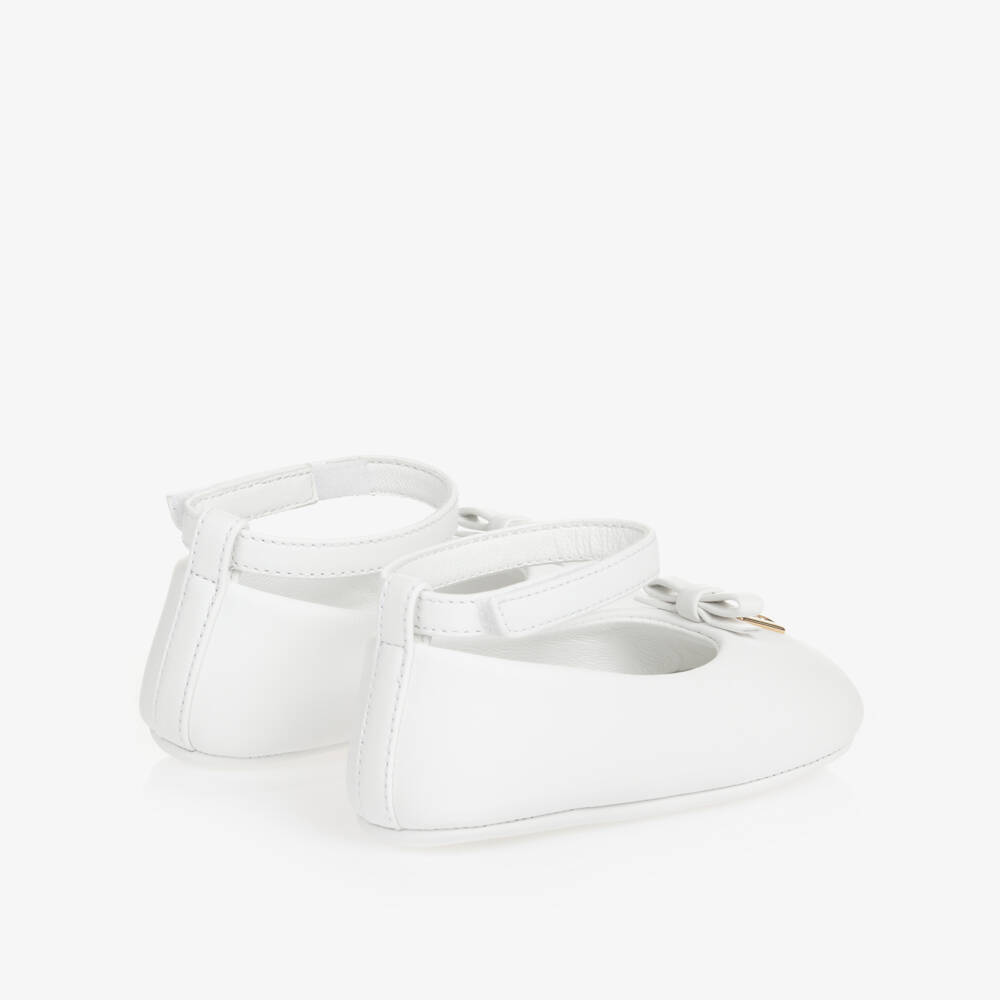 Dolce & Gabbana-Baby Girls White Leather DG Pre-Walker Shoes | Childrensalon