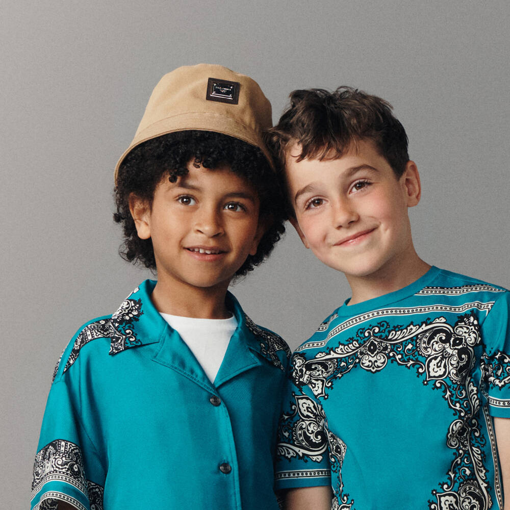 Dolce & Gabbana-Beige Cotton Canvas Bucket Hat | Childrensalon