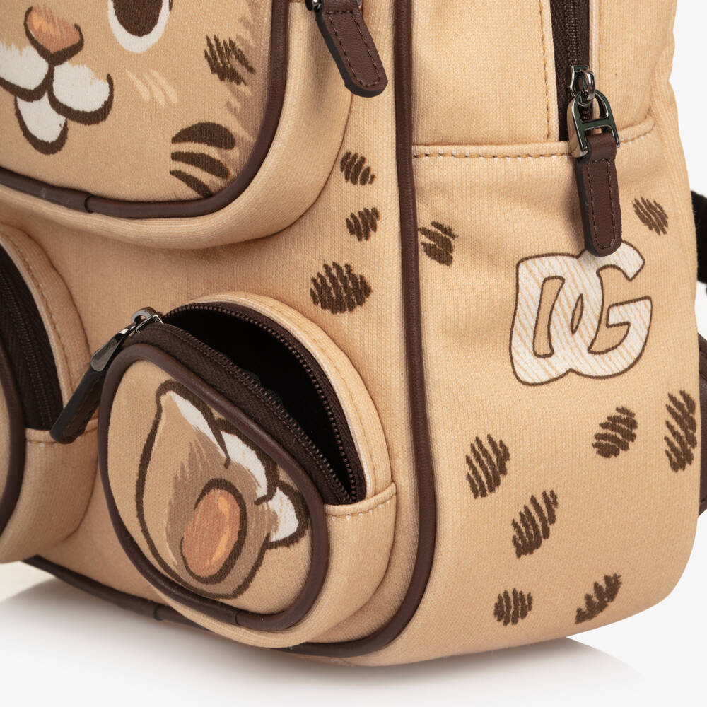 Dolce & Gabbana-Beige Leopard Cub Backpack (23cm) | Childrensalon