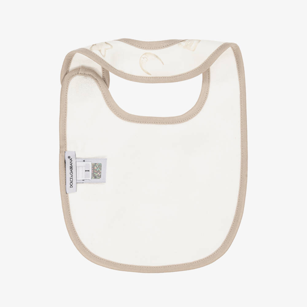 Dolce & Gabbana-Beige Linen Stars & Moon Bib | Childrensalon