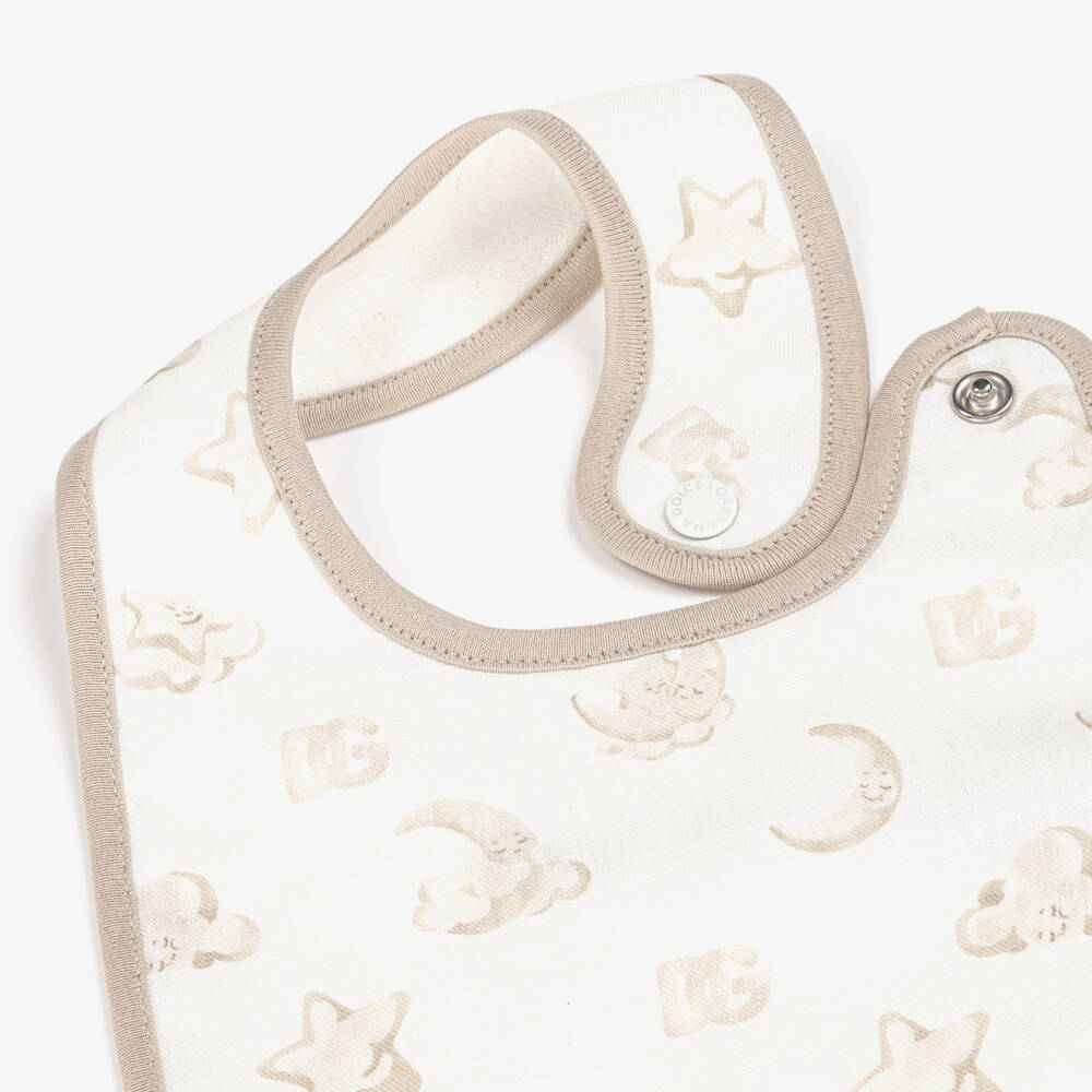 Dolce & Gabbana-Beige Linen Stars & Moon Bib | Childrensalon
