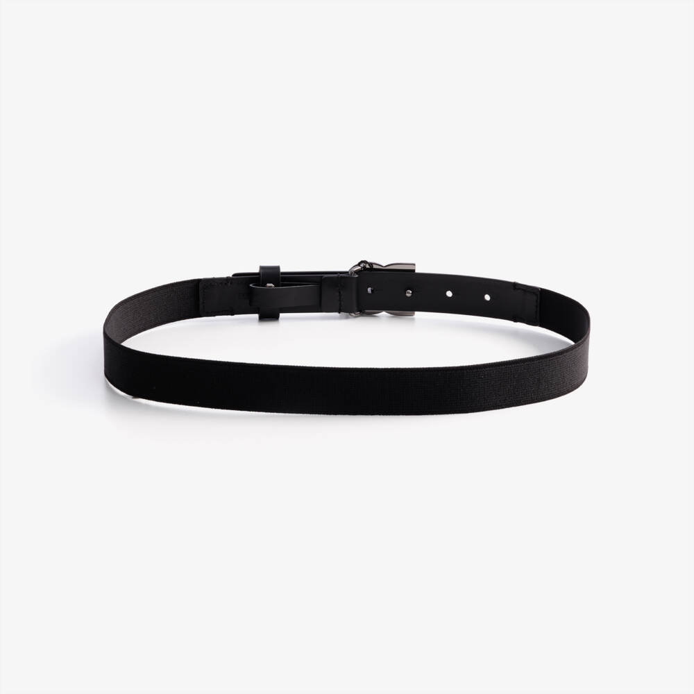 Dolce & Gabbana-Black Elasticated DG Logo Belt | Childrensalon