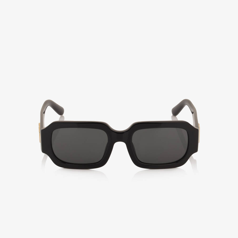 Dolce & Gabbana-Black Square-Framed Sunglasses with Gold DG Logo | Childrensalon