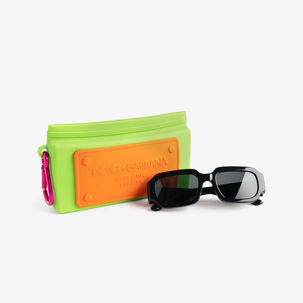 Dolce & Gabbana-Black Square-Framed Sunglasses with Gold DG Logo | Childrensalon