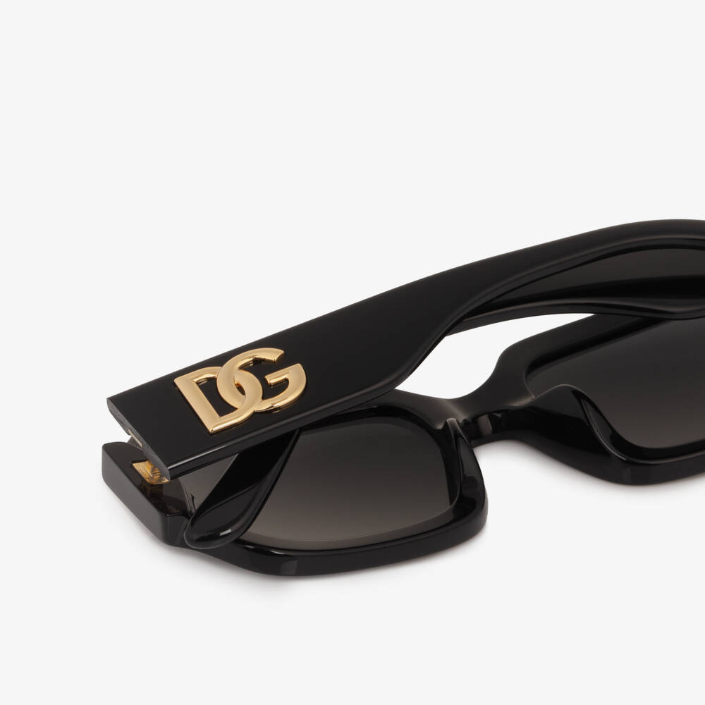 Dolce & Gabbana-Black Square-Framed Sunglasses with Gold DG Logo | Childrensalon