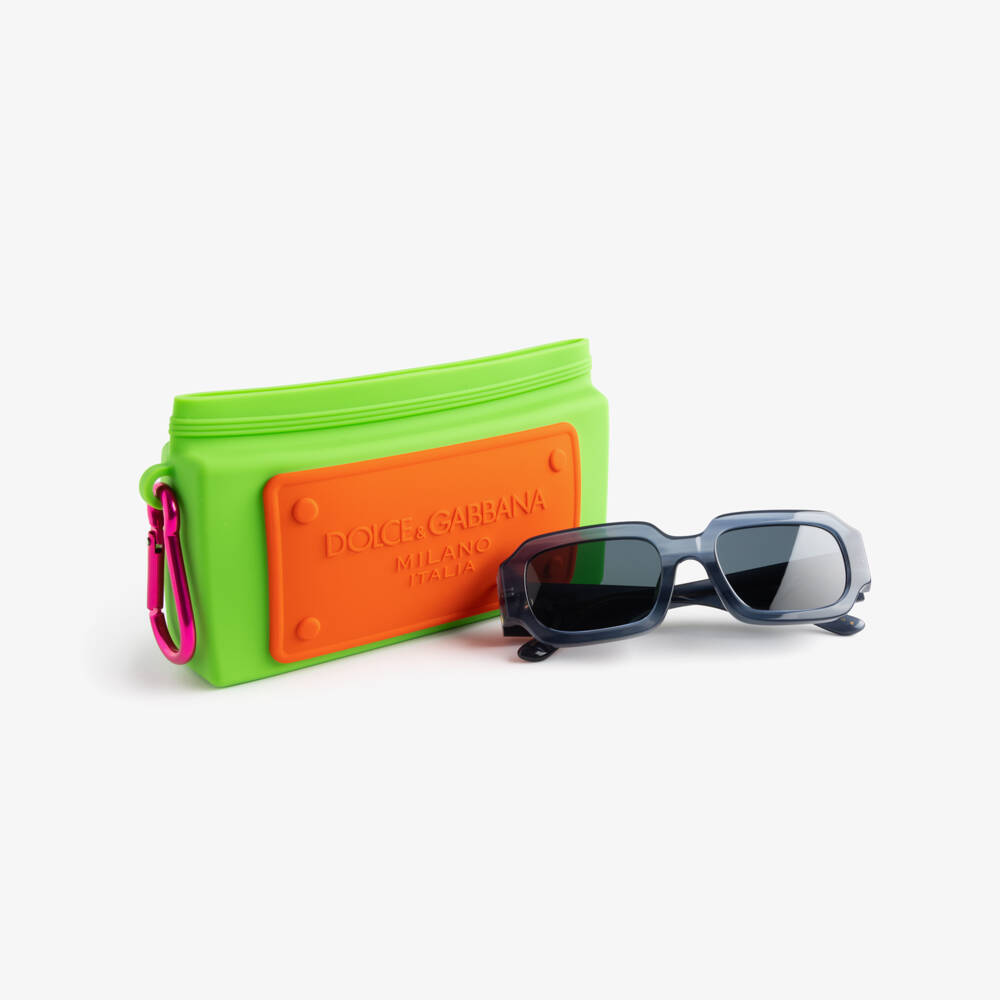 Dolce & Gabbana-Black Square-Framed Sunglasses with Gold DG Logo | Childrensalon