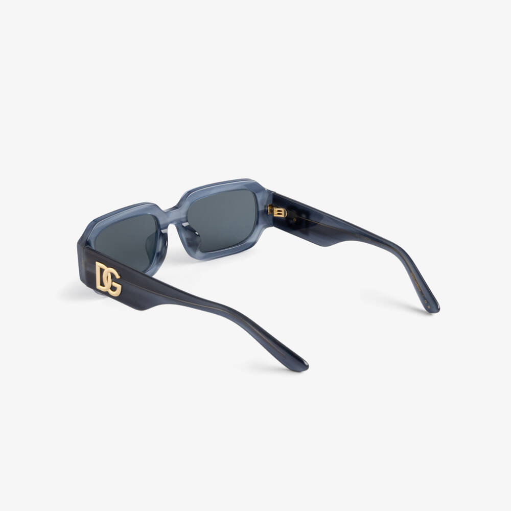 Dolce & Gabbana-Black Square-Framed Sunglasses with Gold DG Logo | Childrensalon