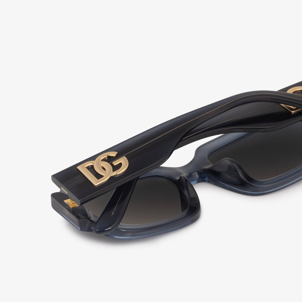 Dolce & Gabbana-Black Square-Framed Sunglasses with Gold DG Logo | Childrensalon