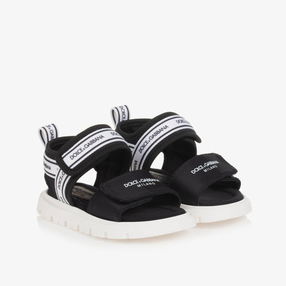 Dolce & Gabbana-Black Velcro Baby Sandals | Childrensalon