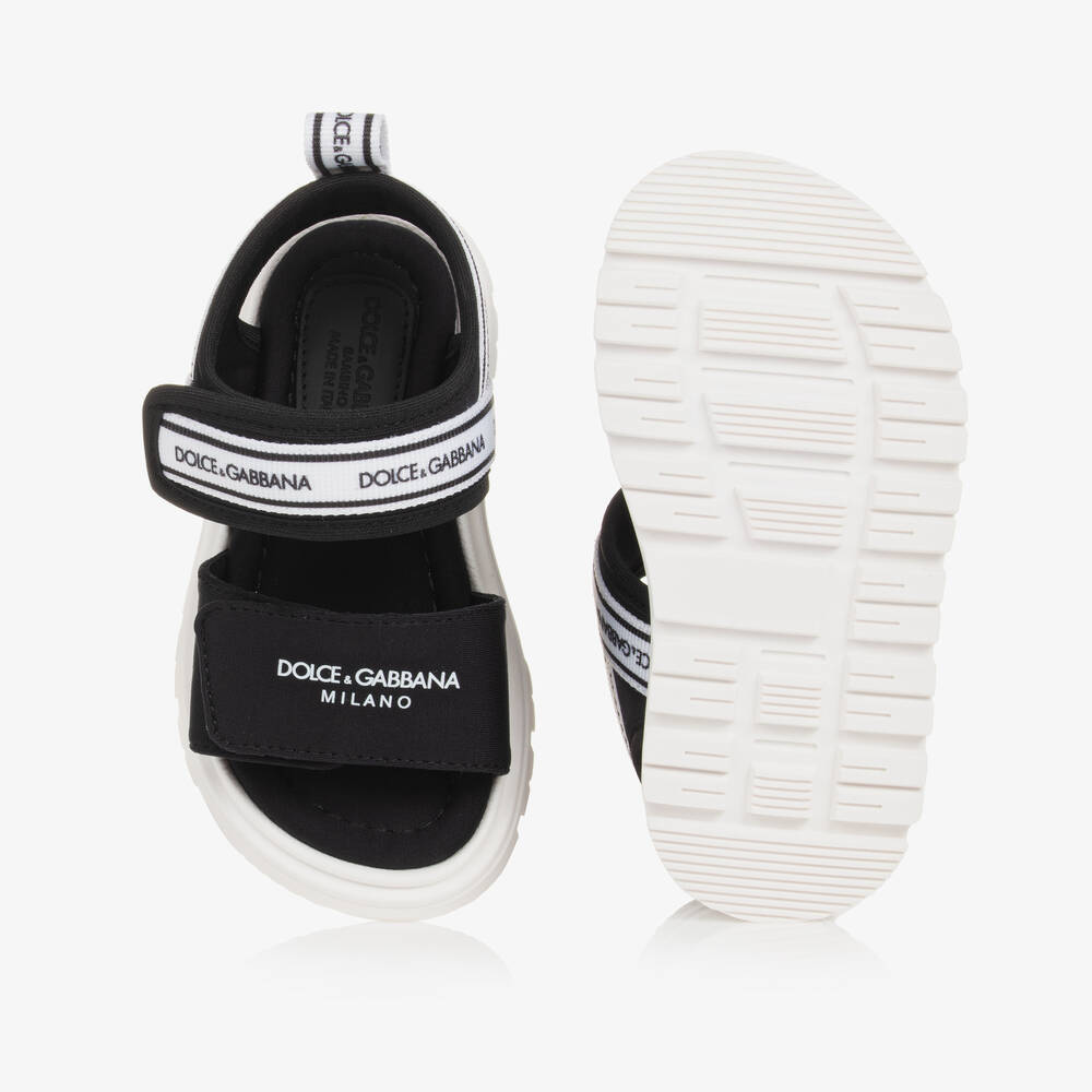 Dolce & Gabbana-Black Velcro Baby Sandals | Childrensalon