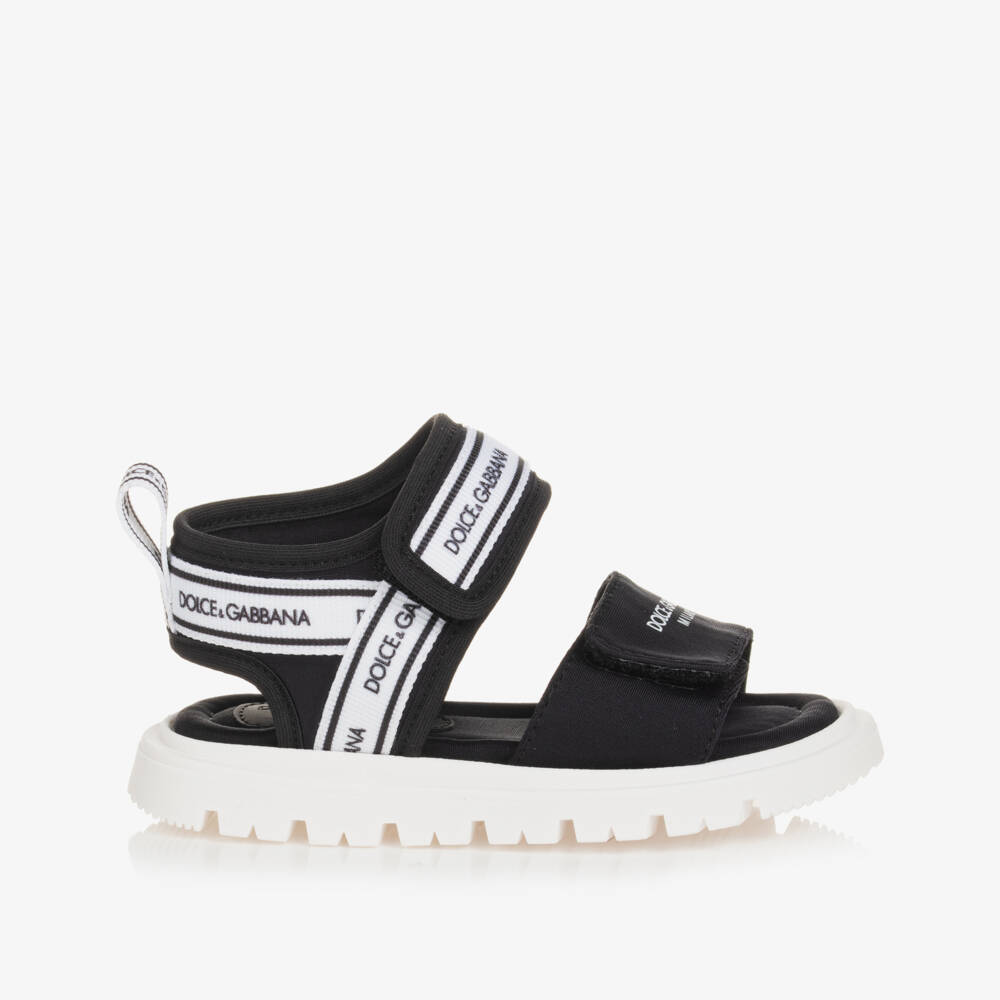 Dolce & Gabbana-Black Velcro Baby Sandals | Childrensalon
