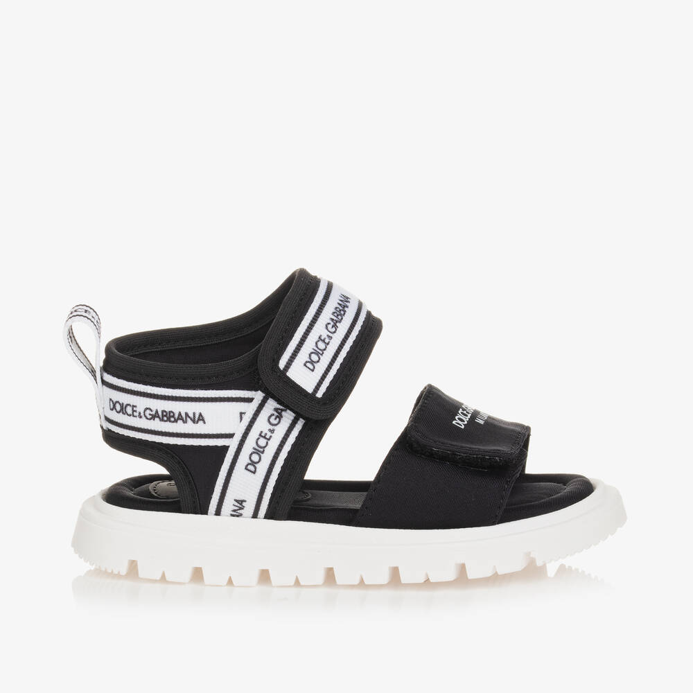 Dolce & Gabbana-Black Velcro Baby Sandals | Childrensalon