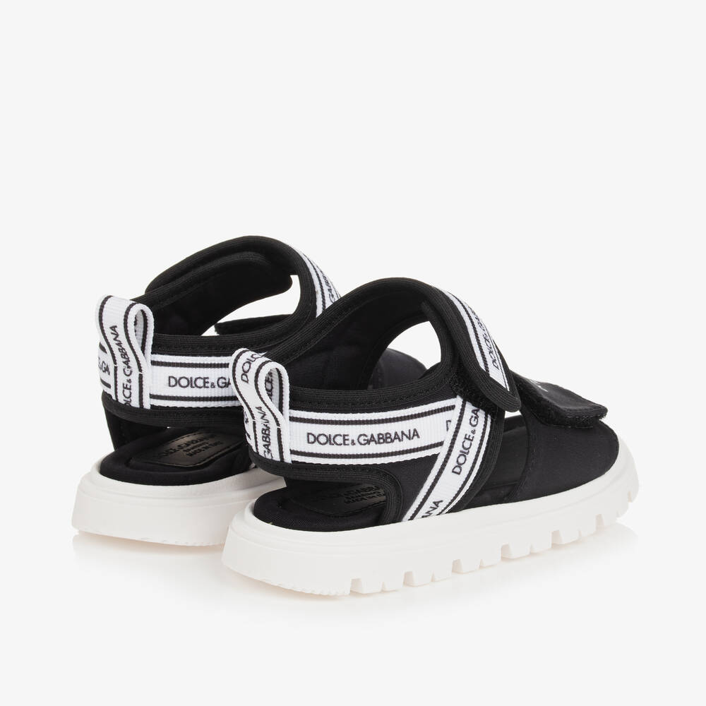 Dolce & Gabbana-Black Velcro Baby Sandals | Childrensalon