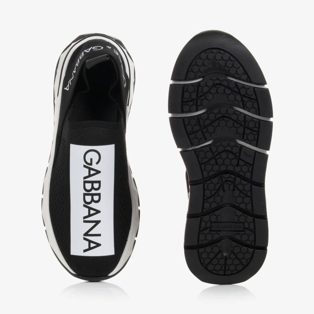 Dolce & Gabbana-Black & White Slip-On Trainers | Childrensalon