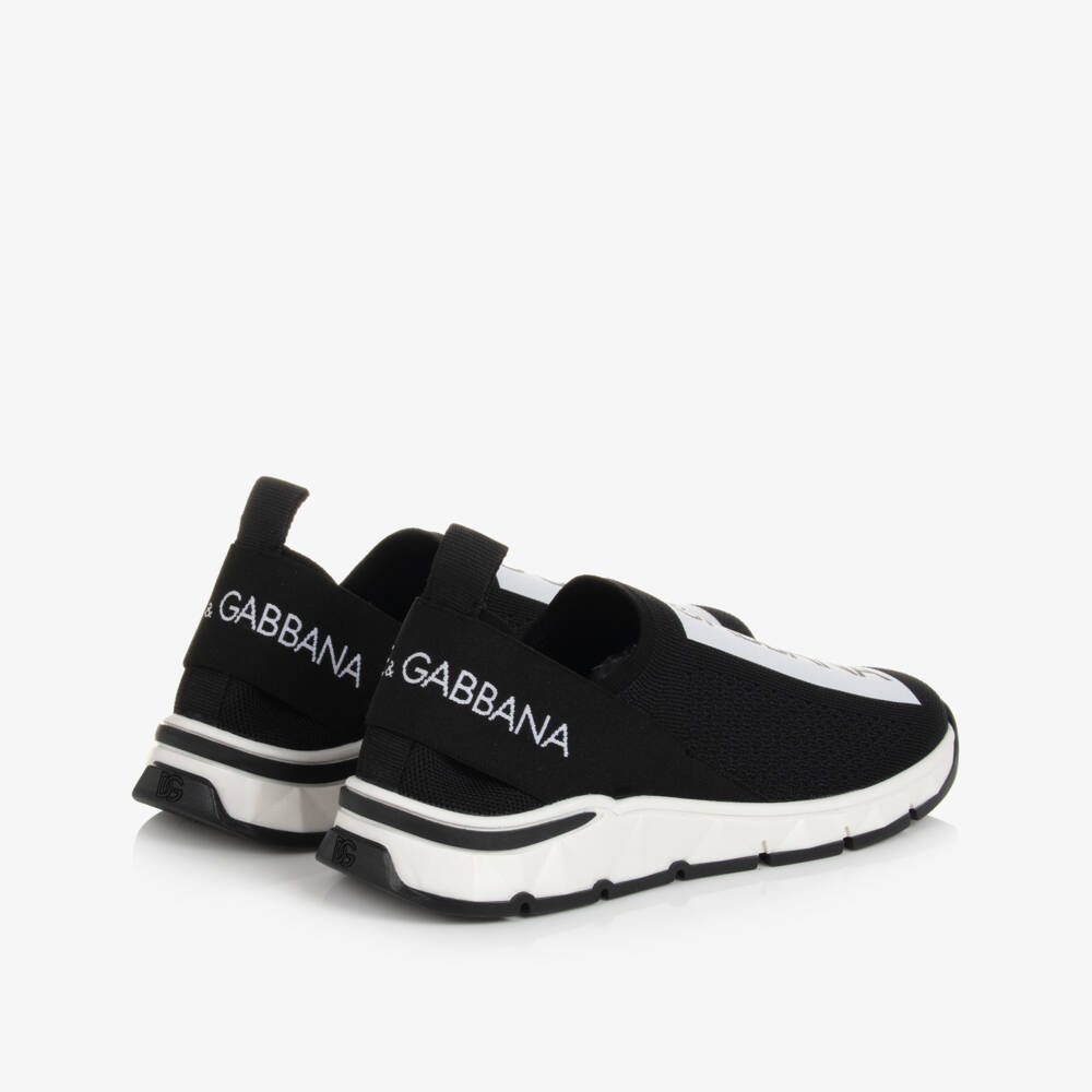 Dolce & Gabbana-Black & White Slip-On Trainers | Childrensalon