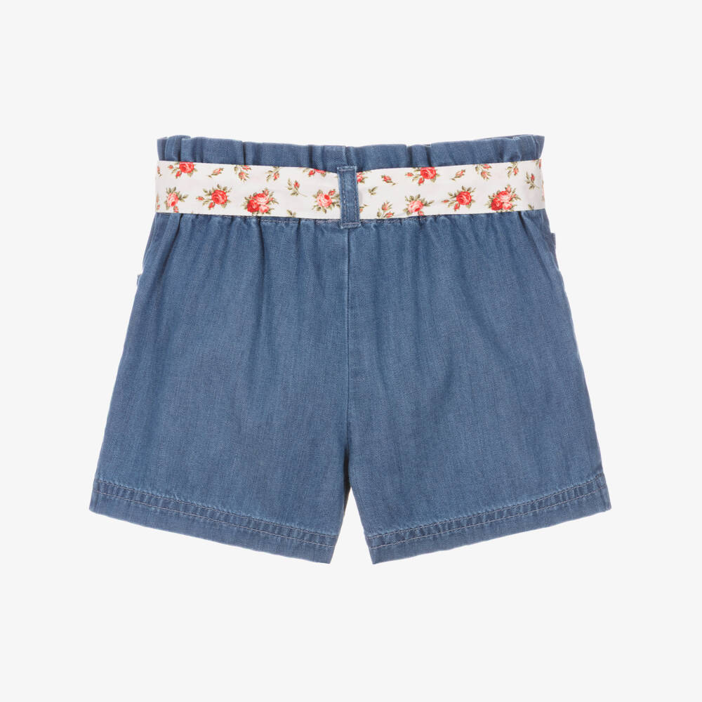 Dolce & Gabbana-Girls Blue Chambray Belted Shorts | Childrensalon