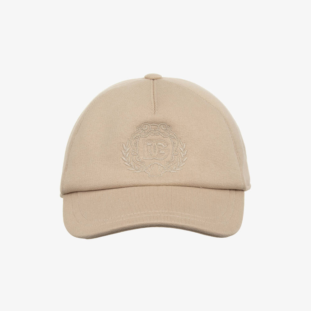Dolce & Gabbana-Boys Beige Cotton DG Logo Cap | Childrensalon