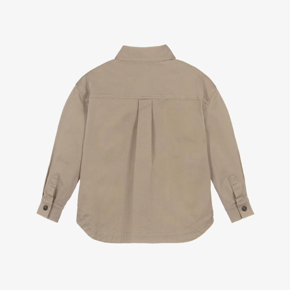 Dolce & Gabbana-Boys Beige Cotton Gabardine Shacket | Childrensalon