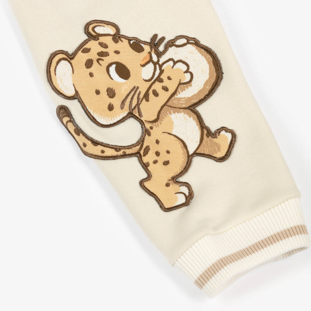 Dolce & Gabbana-بنطلون قطن بطبعة شبل الفهد لون بيج للأولاد الرضع | Childrensalon