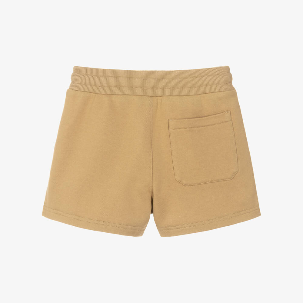 Dolce & Gabbana-Шорты бежевые из хлопкового трикотажа с 3D логотипом для мальчиков | Childrensalon