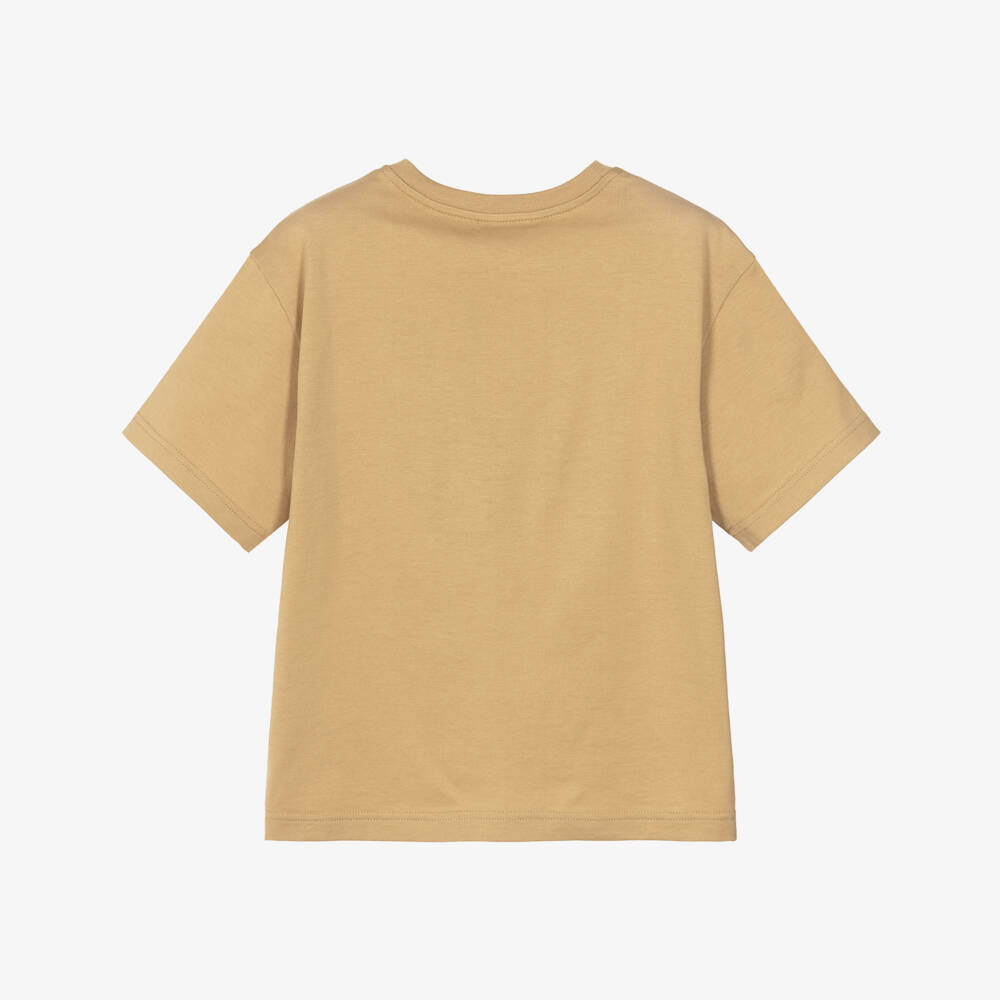 Dolce & Gabbana-Футболка бежевая из хлопкового трикотажа с логотипом 3D для мальчиков | Childrensalon