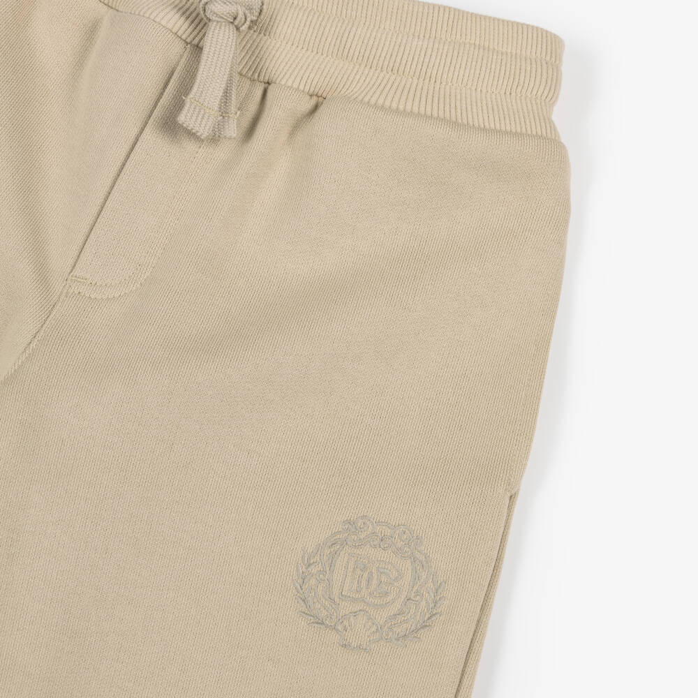 Dolce & Gabbana-Boys Beige Cotton Jogger with Embroidered DG Logo | Childrensalon