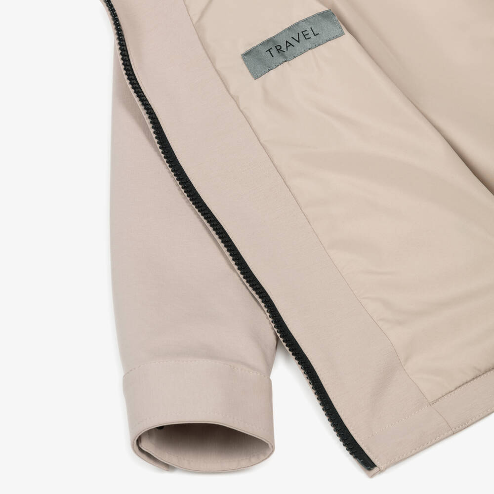 Dolce & Gabbana-Boys Beige Cotton Zip-Up Top | Childrensalon