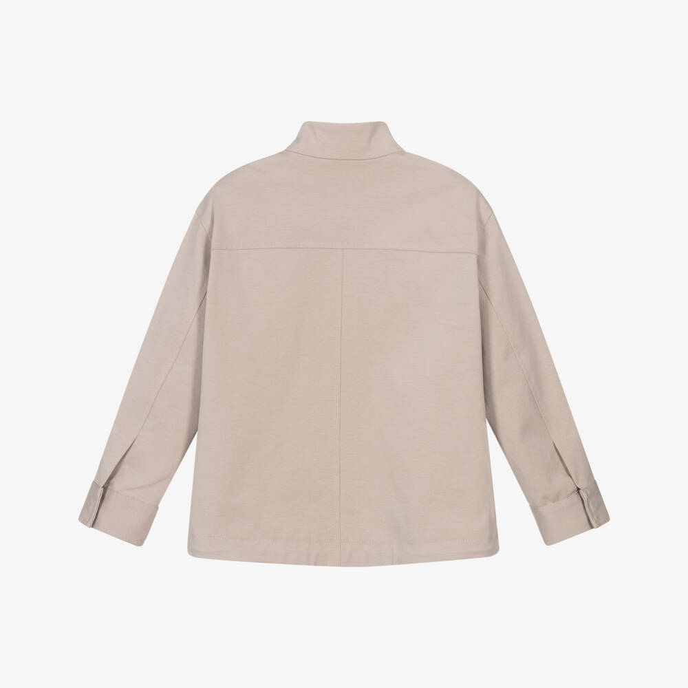 Dolce & Gabbana-Boys Beige Cotton Zip-Up Top | Childrensalon