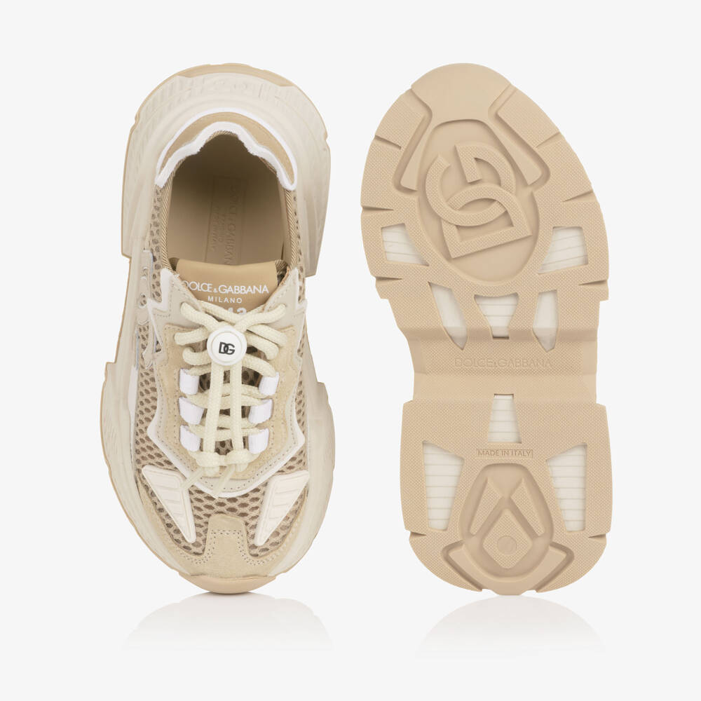 Dolce & Gabbana-Boys Beige DG Logo Daymaster Trainers | Childrensalon