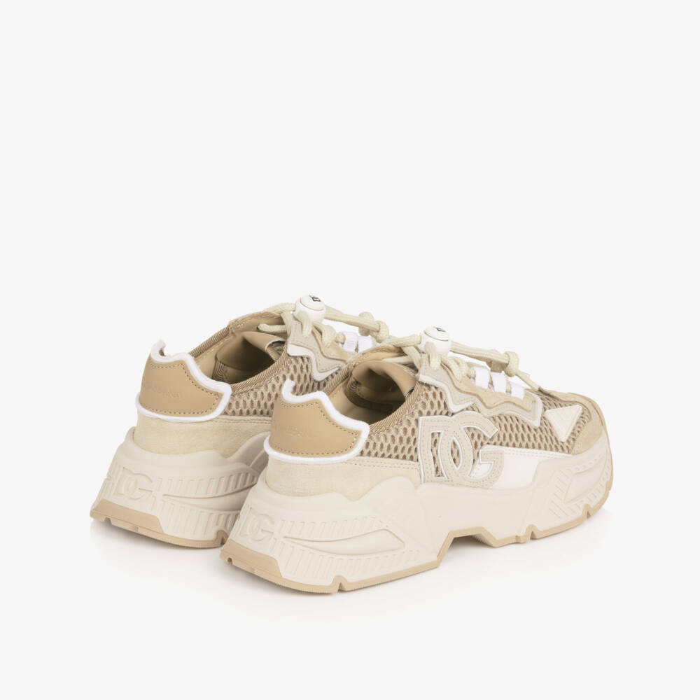 Dolce & Gabbana-Boys Beige DG Logo Daymaster Trainers | Childrensalon