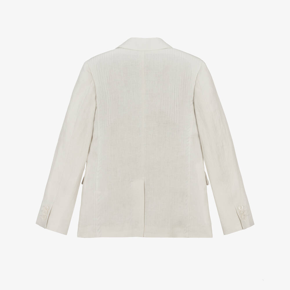 Dolce & Gabbana-Boys Beige Linen Blazer with DG Logo Crest | Childrensalon