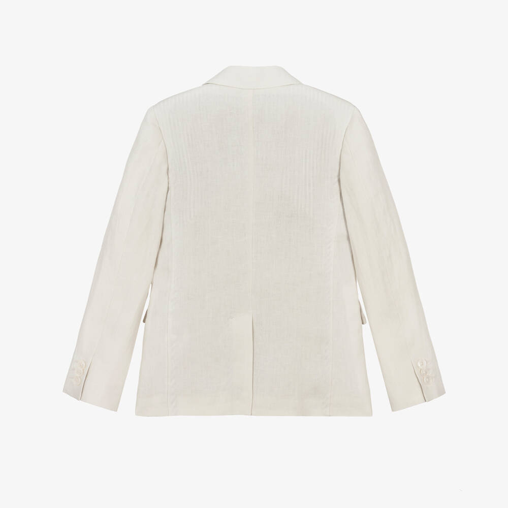 Dolce & Gabbana-Boys Beige Linen Blazer with DG Logo Crest | Childrensalon