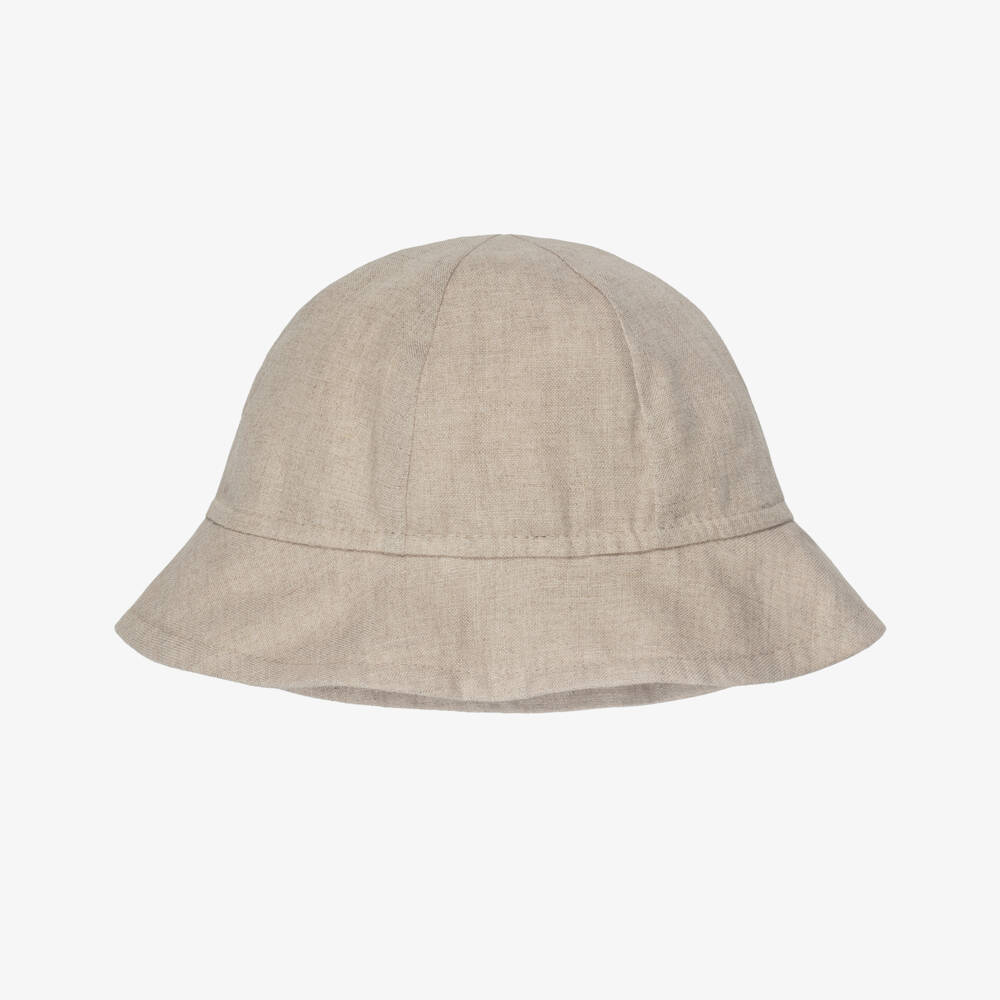 Dolce & Gabbana-Boys Beige Linen Hat with Embroidered Logo | Childrensalon