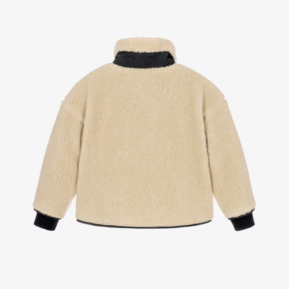 Dolce & Gabbana-Boys Beige Sherpa Fleece Jacket with Nautical Logo | Childrensalon