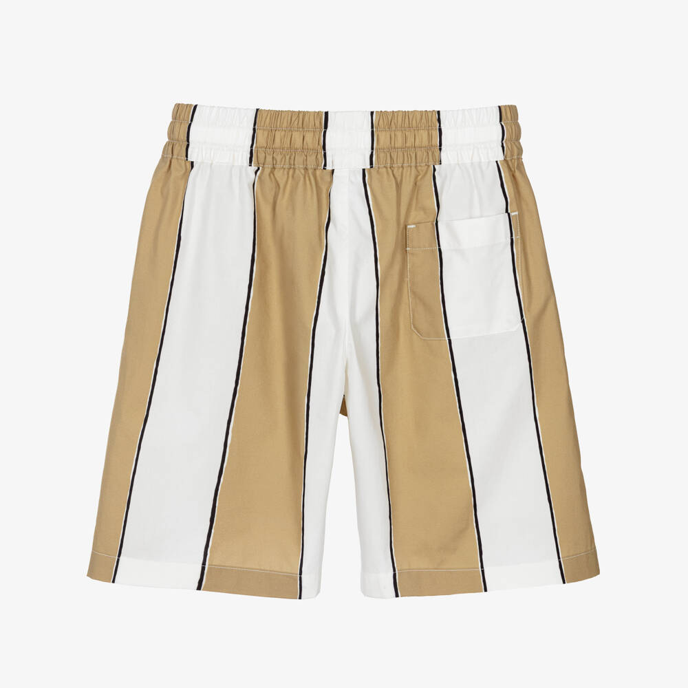 Dolce & Gabbana-Boys Beige & White Striped Poplin Shorts | Childrensalon