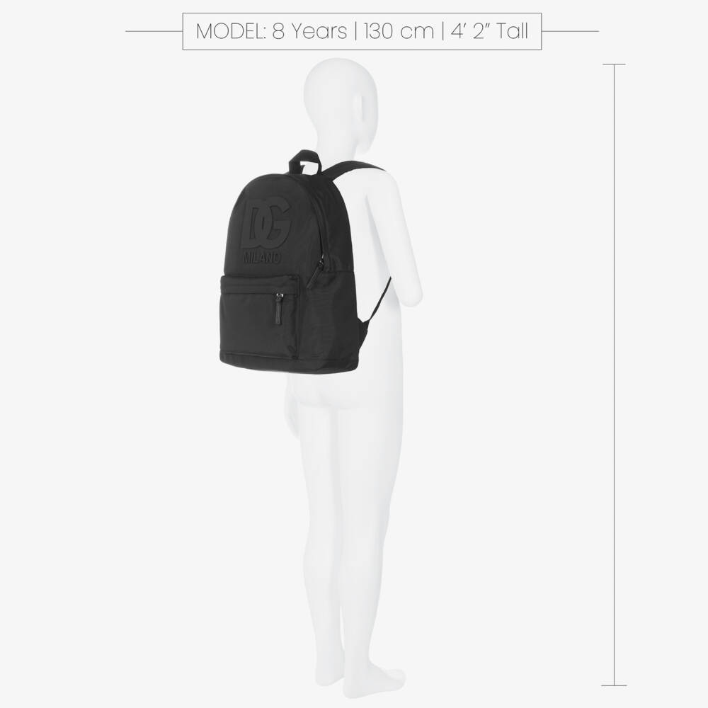 Dolce & Gabbana-Boys Black Canvas DG Logo Backpack (41cm) | Childrensalon