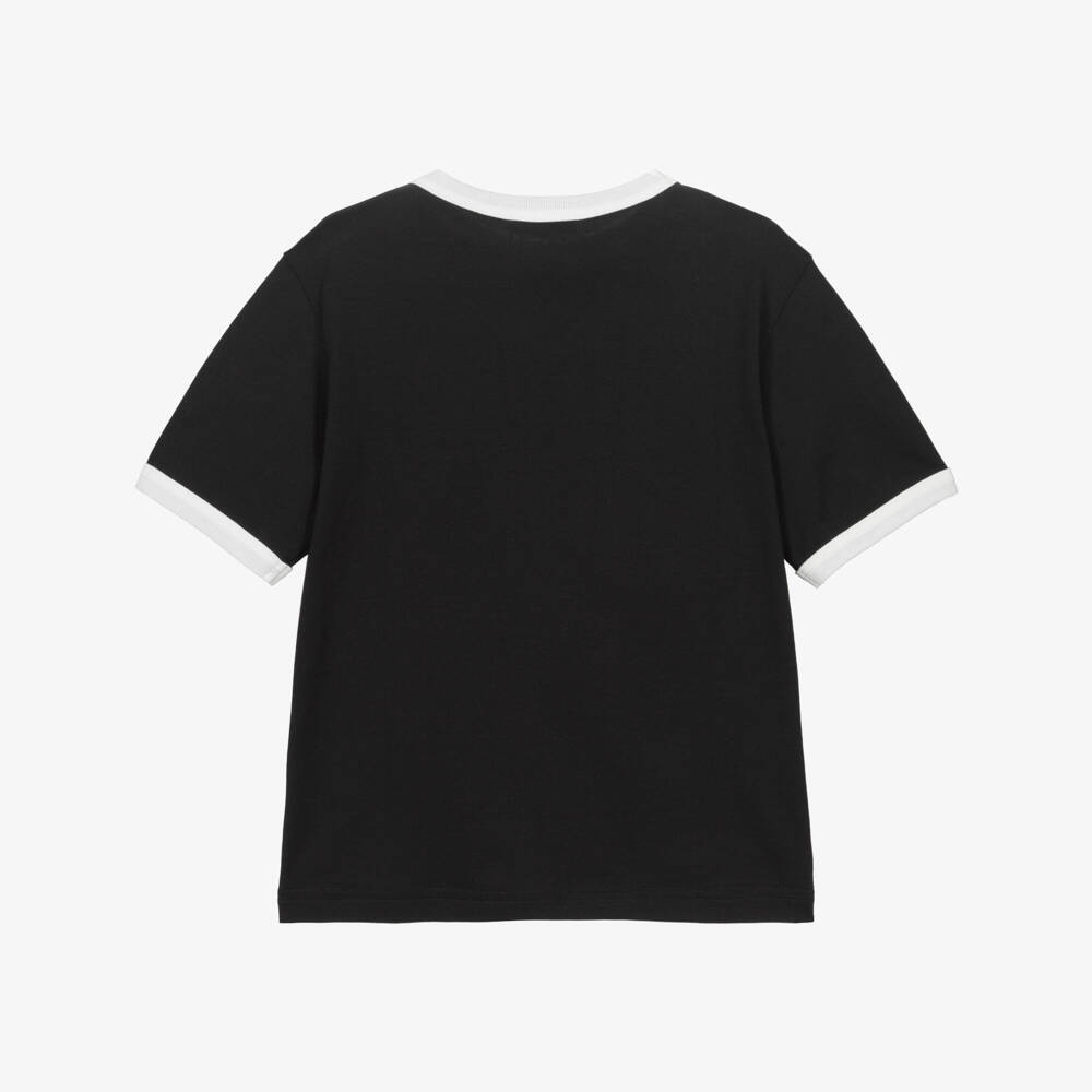 Dolce & Gabbana-Boys Black Cotton Jersey Flocked Logo T-Shirt | Childrensalon