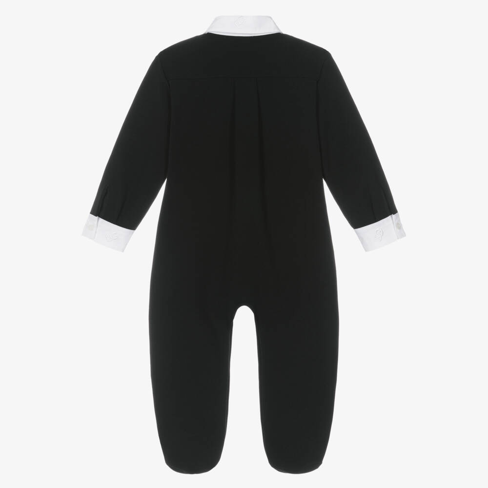 Dolce & Gabbana-Boys Black Cotton Jersey Tuxedo Babysuit | Childrensalon