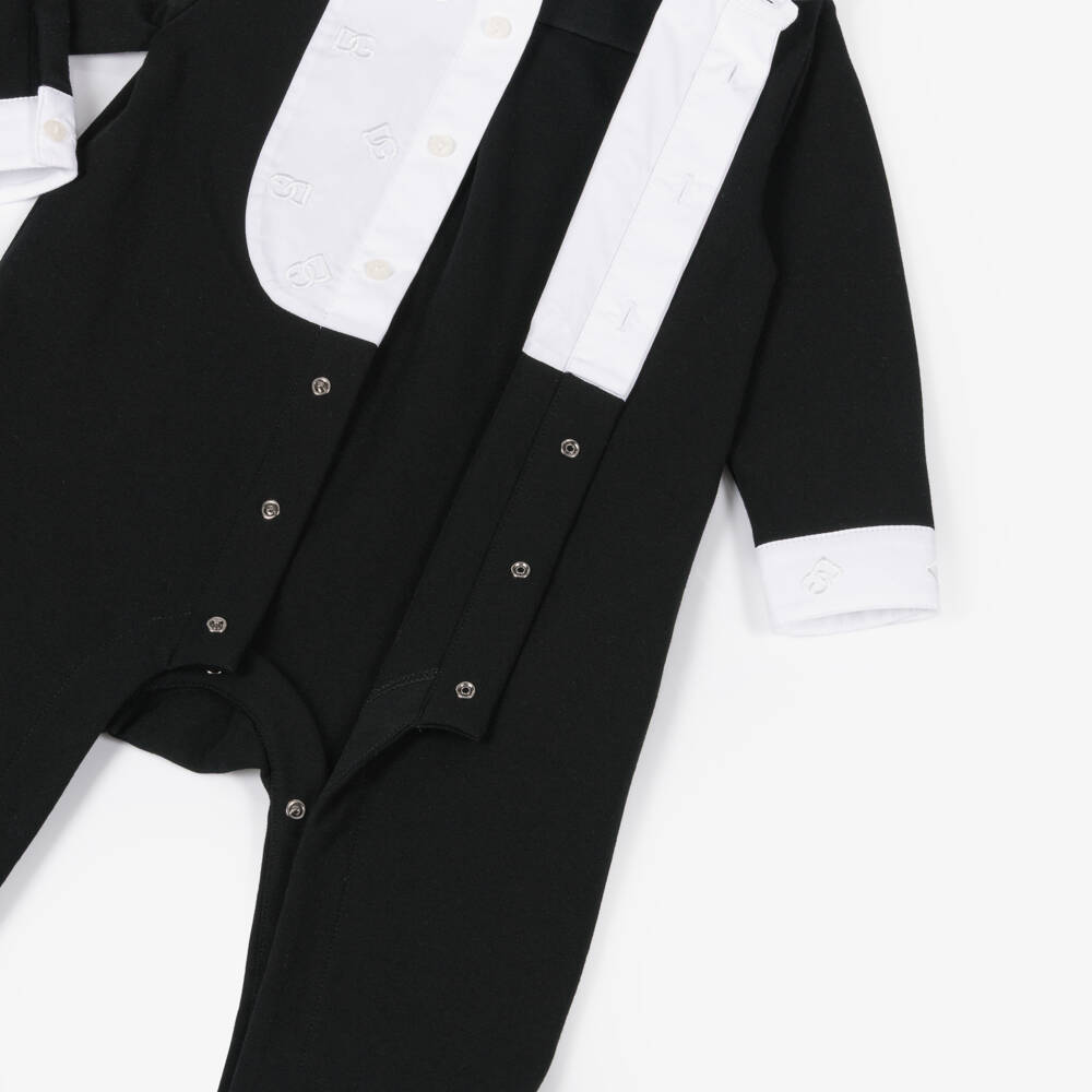 Dolce & Gabbana-Boys Black Cotton Jersey Tuxedo Babysuit | Childrensalon