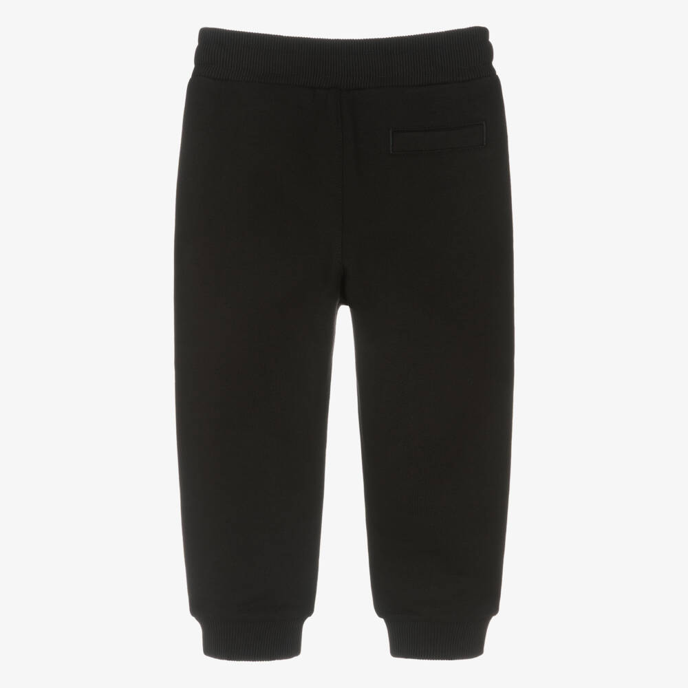 Dolce & Gabbana-Boys Black Cotton Joggers with Majolica DG Logo | Childrensalon