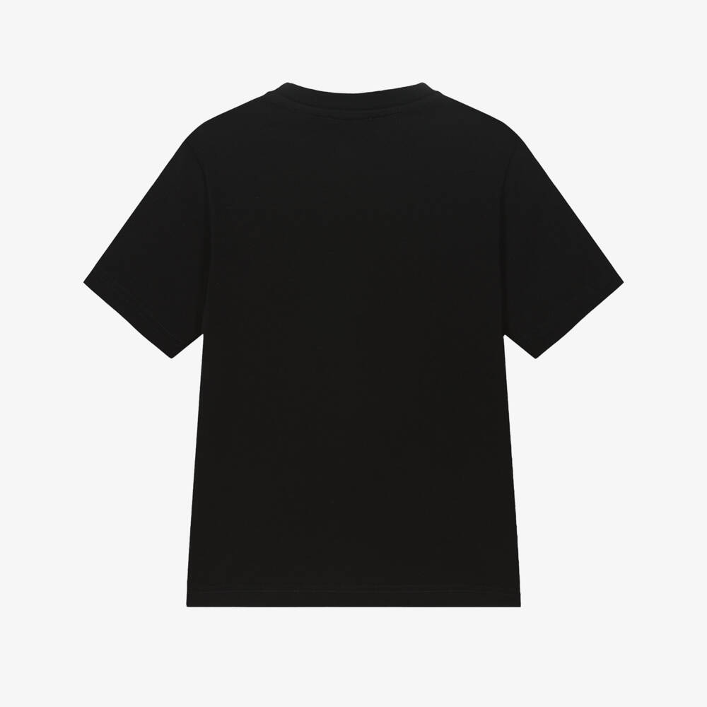 Dolce & Gabbana-Boys Black Cotton Logo Patch T-Shirt | Childrensalon