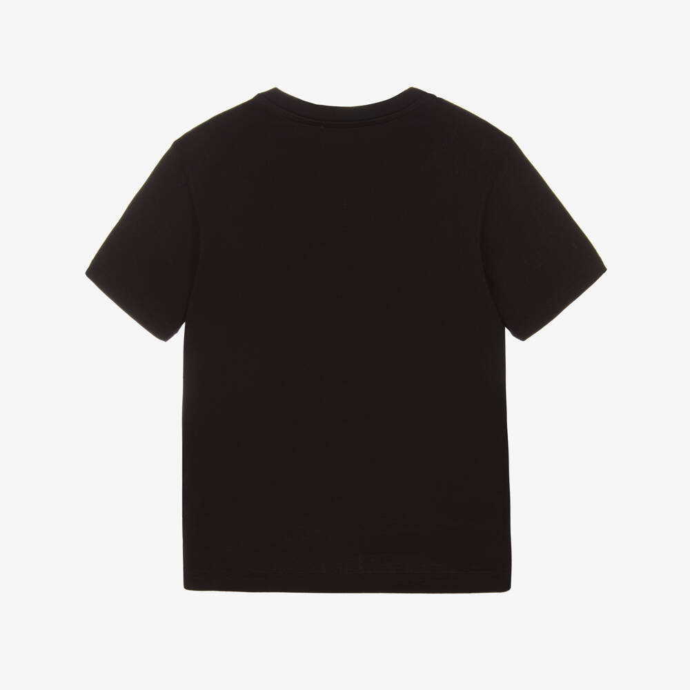 Dolce & Gabbana-Boys Black Cotton T-Shirt with Contrasting White Logo | Childrensalon