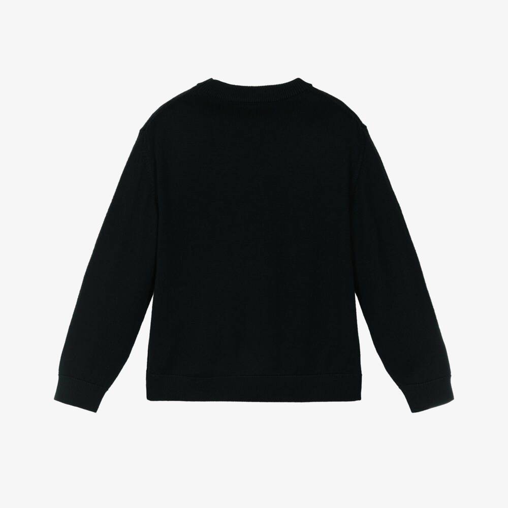 Dolce & Gabbana-Boys Black Crest Logo Wool Jumper | Childrensalon
