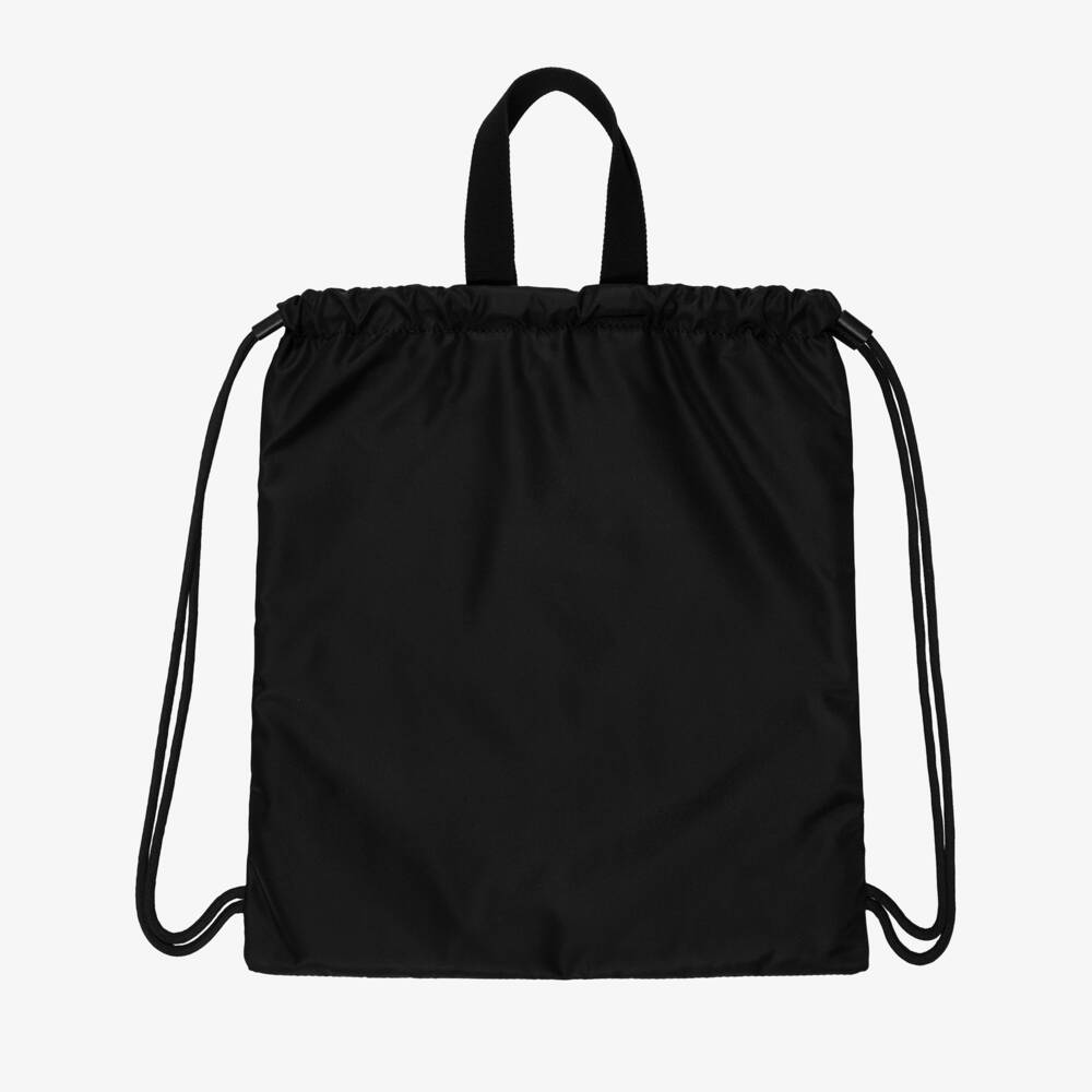 Dolce & Gabbana-Boys Black Drawstring Sports Backpack with DG Logo (40cm) | Childrensalon