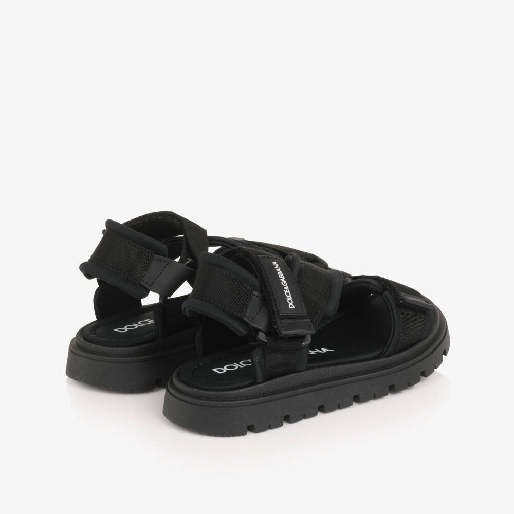 Dolce & Gabbana-Boys Black Grosgrain Velcro Strap Sandal | Childrensalon