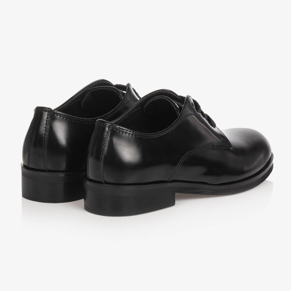 Dolce & Gabbana-Boys Black Leather Lace-Up Shoes | Childrensalon