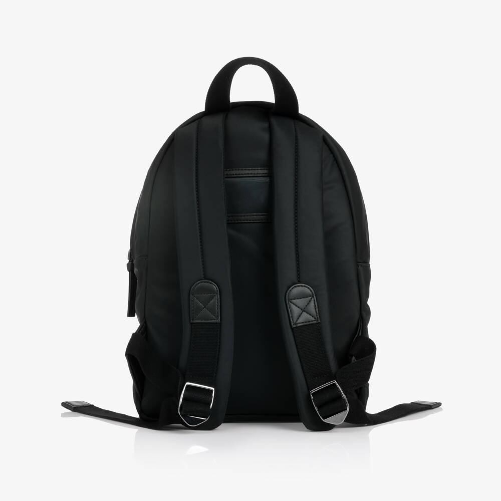 Dolce & Gabbana-Boys Black Nylon Backpack with DG Logo (31cm) | Childrensalon