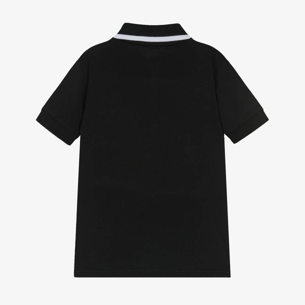 Dolce & Gabbana-Boys Black Piqué Polo Shirt with DG Heraldic Patch | Childrensalon