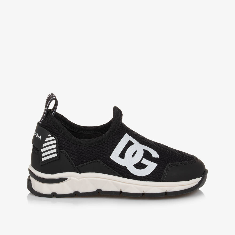 Dolce & Gabbana-Boys Black Slip-On MeshTrainers | Childrensalon