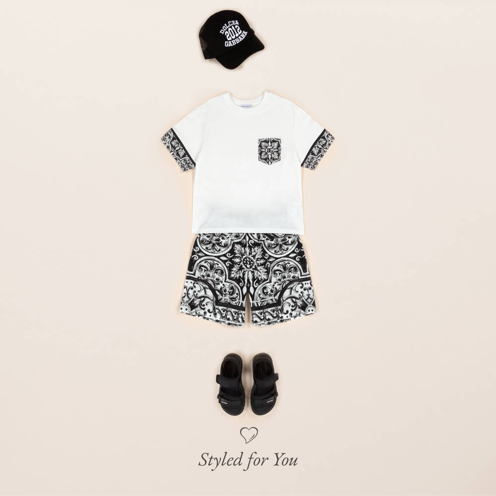 Dolce & Gabbana-Boys Black Twill & Mesh DG Logo Cap | Childrensalon